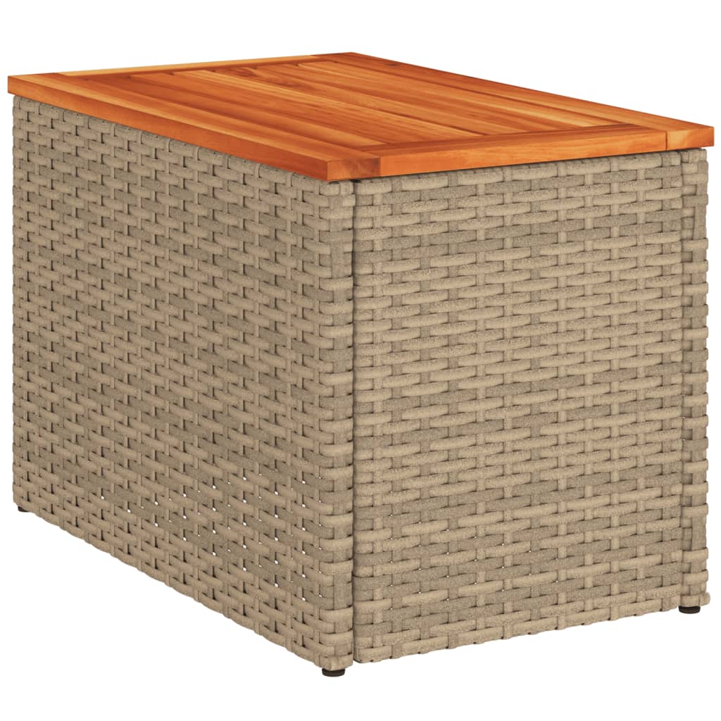Vrtni bočni stolići 2 kom bež 55 x 34 x 37 cm poliratan i drvo