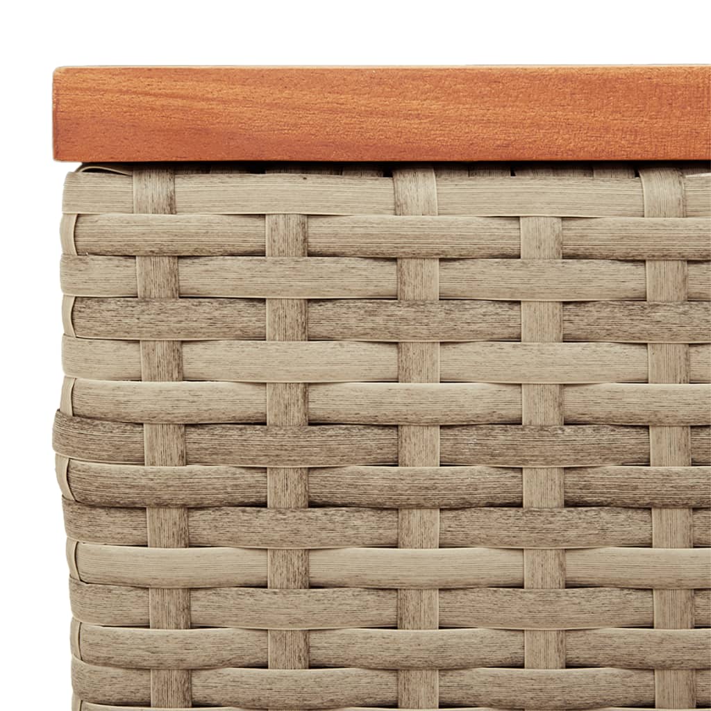 Vrtni bočni stolići 2 kom bež 55 x 34 x 37 cm poliratan i drvo