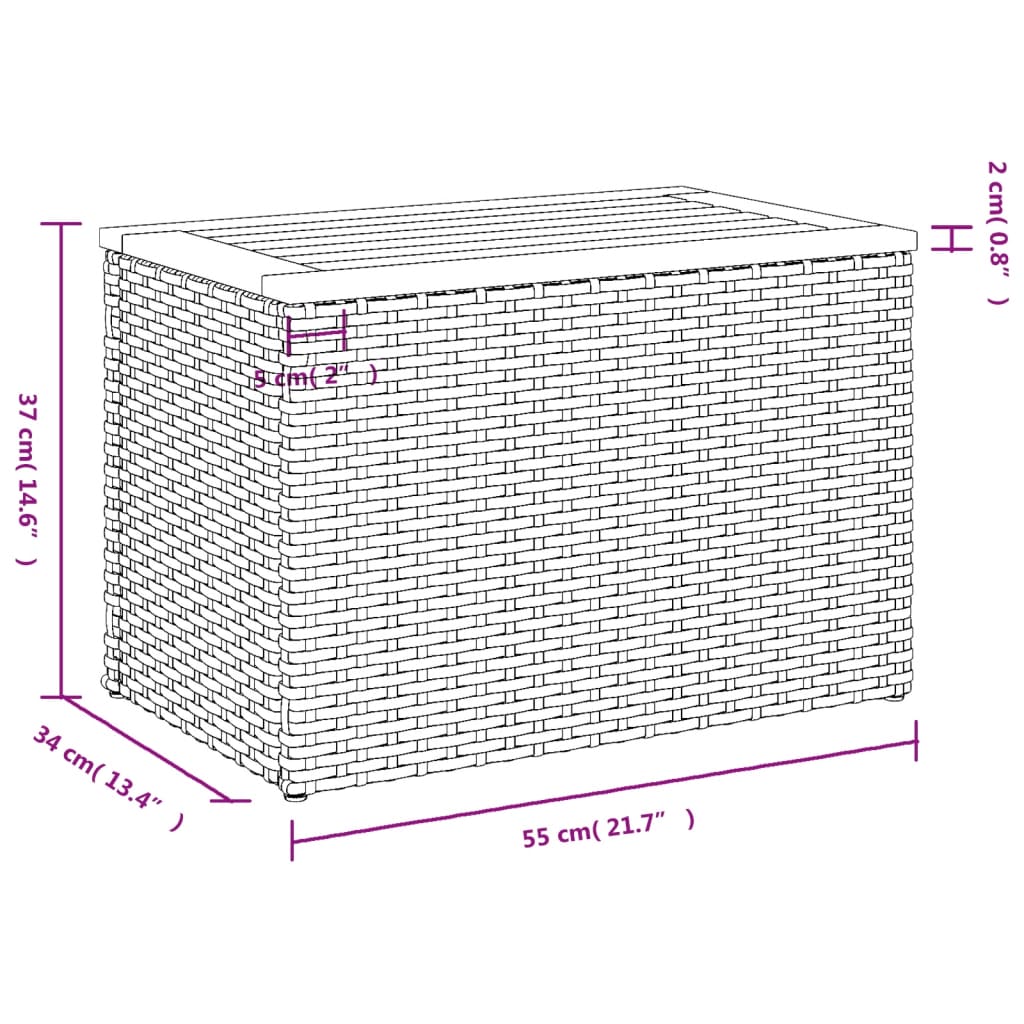 Vrtni bočni stolići 2 kom bež 55 x 34 x 37 cm poliratan i drvo