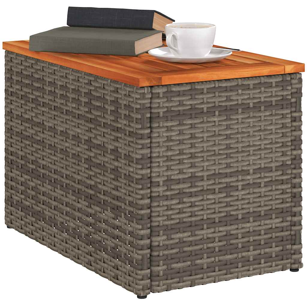 Vrtni bočni stolići 2 kom sivi 55 x 34 x 37 cm poliratan i drvo
