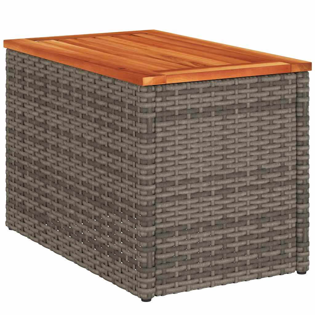 Vrtni bočni stolići 2 kom sivi 55 x 34 x 37 cm poliratan i drvo