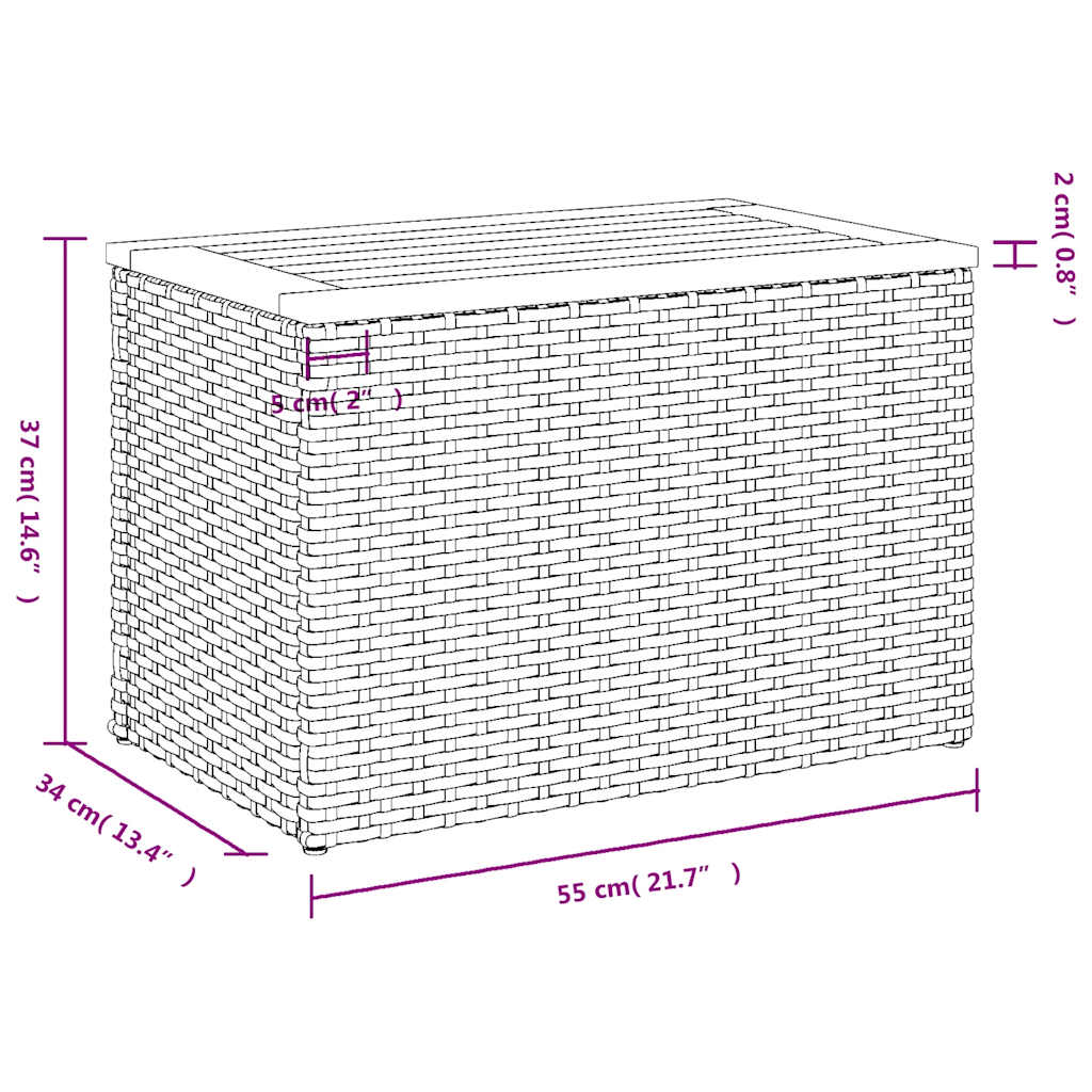 Vrtni bočni stolići 2 kom sivi 55 x 34 x 37 cm poliratan i drvo