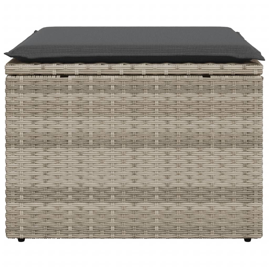Vrtni tabure s jastukom svijetlosivi 55x55x37 cm od poliratana