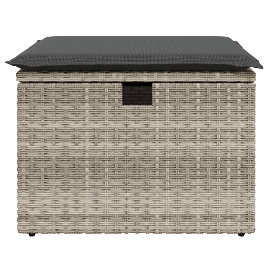 Vrtni tabure s jastukom svijetlosivi 55x55x37 cm od poliratana