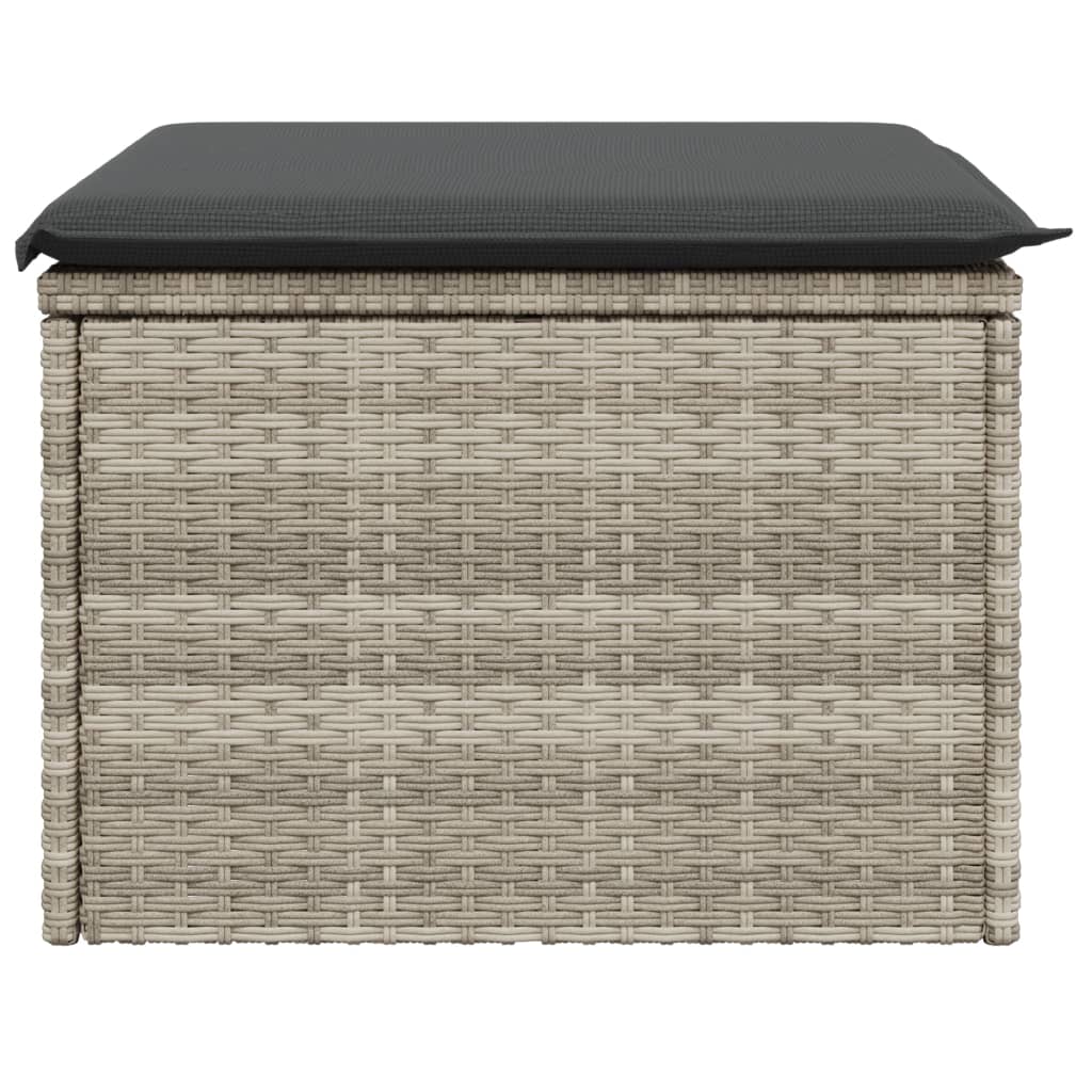 Vrtni tabure s jastukom svijetlosivi 55x55x37 cm od poliratana