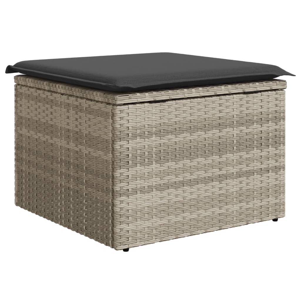 Vrtni tabure s jastukom svijetlosivi 55x55x37 cm od poliratana