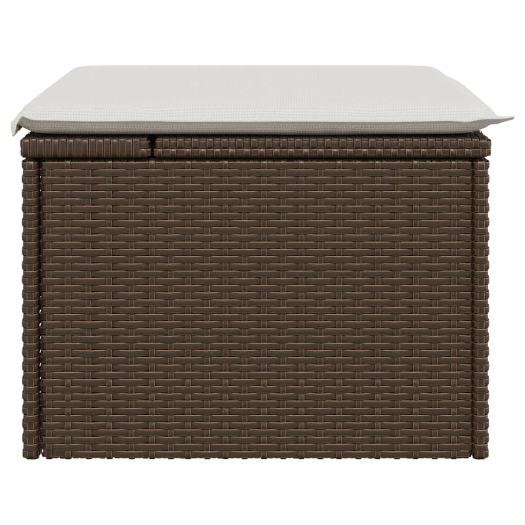 Vrtni tabure s jastukom smeđi 55 x 55 x 37 cm od poliratana