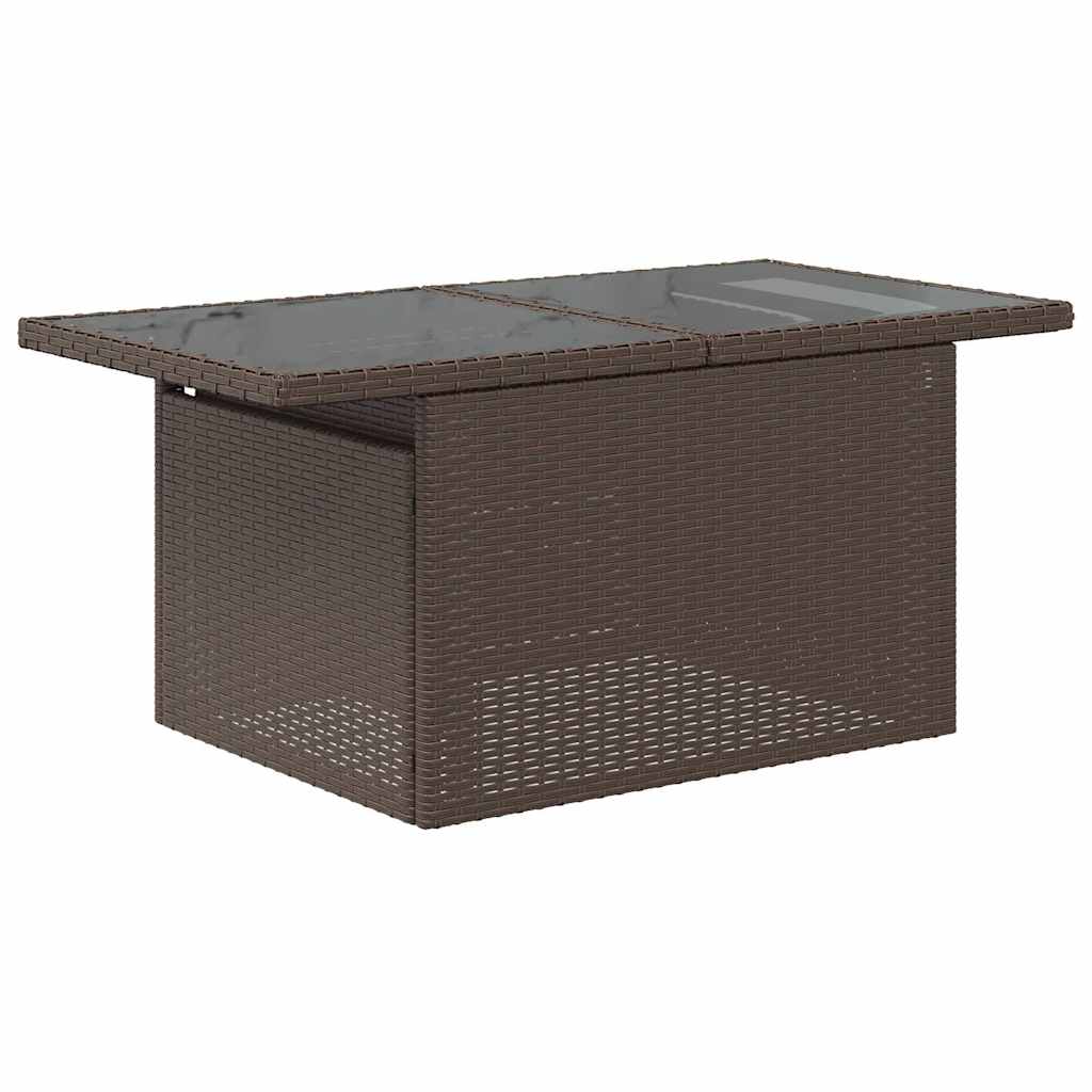 Vrtni stol sa staklenom pločom smeđi 100x55x73 cm od poliratana