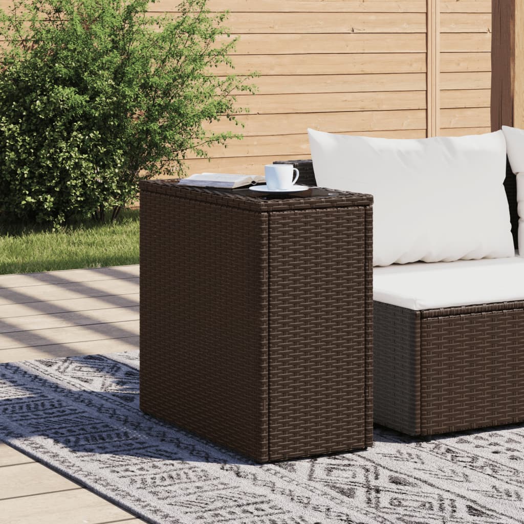 Vrtni pomoćni stolić sa staklenom pločom smeđi 58x27,5x55 cm