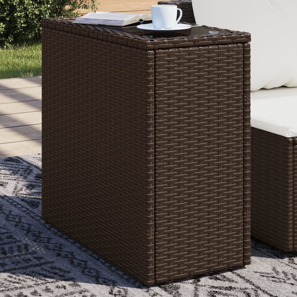 Vrtni pomoćni stolić sa staklenom pločom smeđi 58x27,5x55 cm