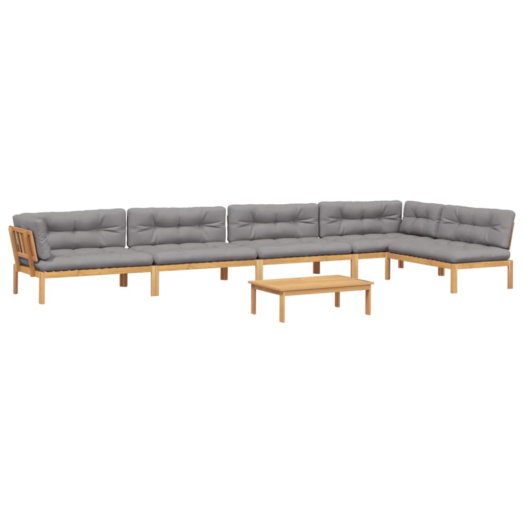 6-dijelni set vrtnih sofa od paleta s jastucima od drva bagrema