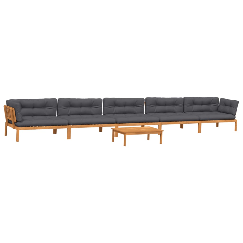 6-dijelni set vrtnih sofa od paleta s jastucima od drva bagrema