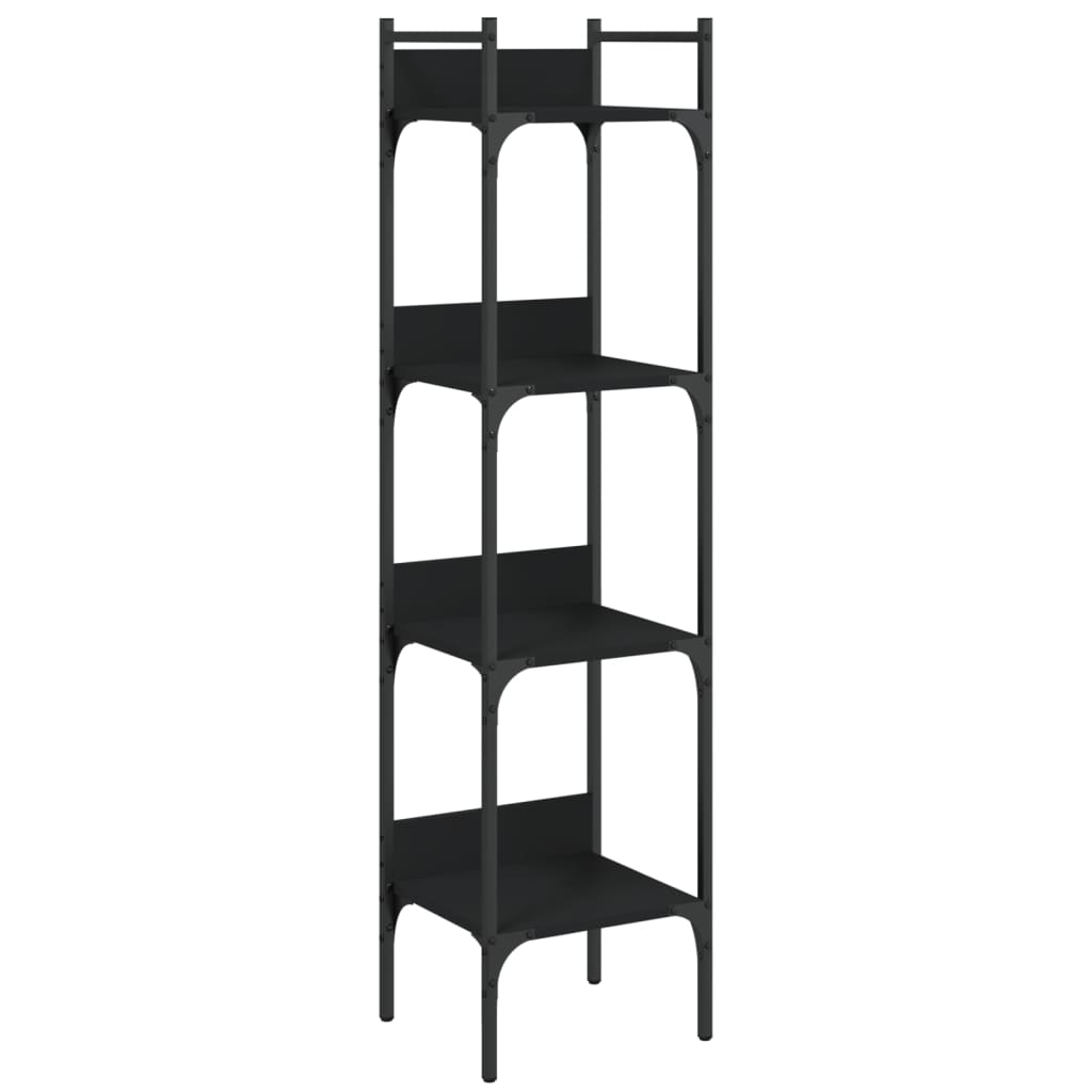 Police za knjige 4 razine crne 35x30x138,5 cm konstruirano drvo