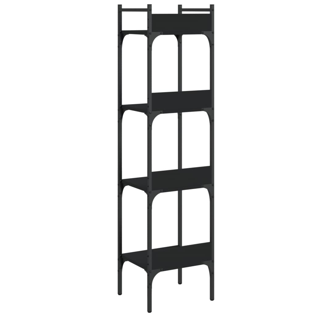 Police za knjige 4 razine crne 35x30x138,5 cm konstruirano drvo