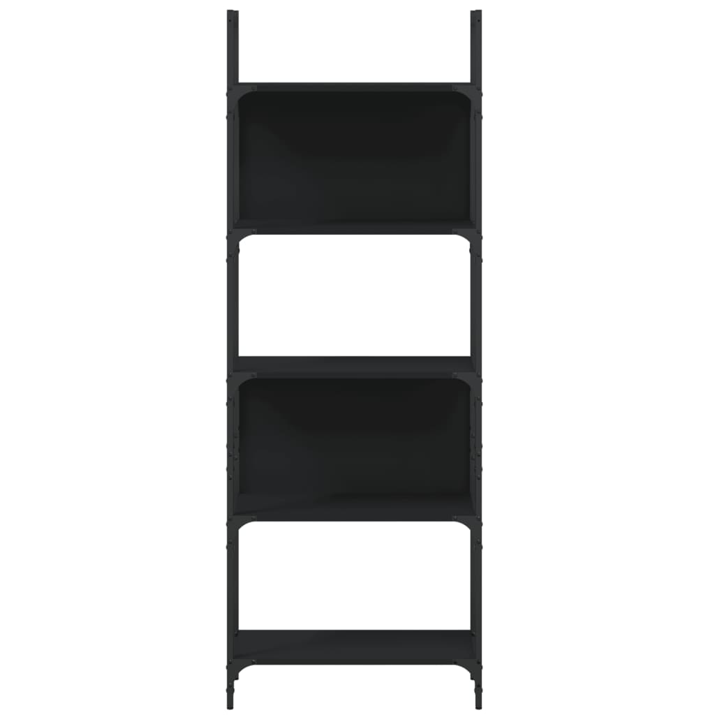 Police za knjige s 5 razina crne 60,5 x 24 x 166,5 cm drvene