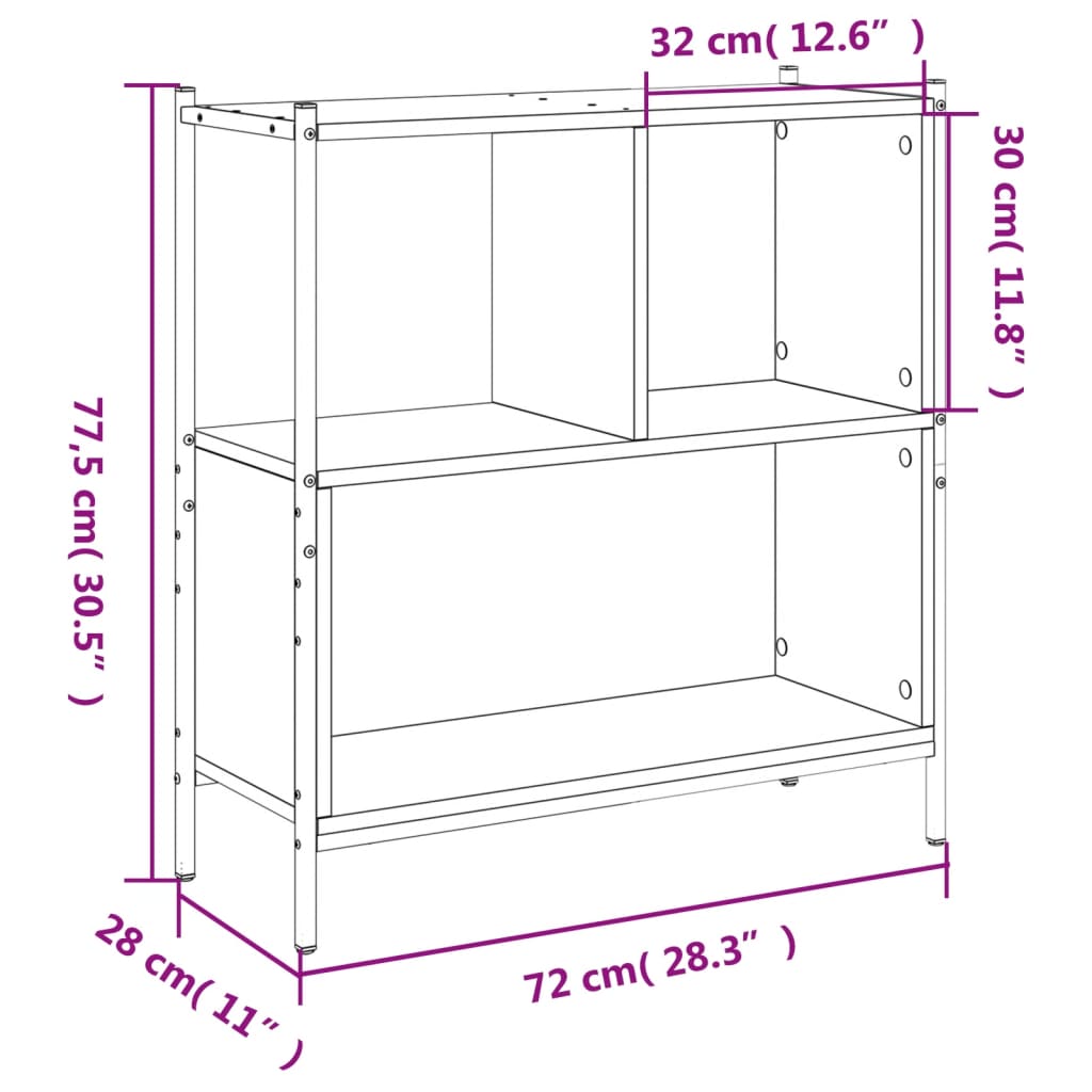Regal za knjige boja hrasta 72x28x77,5 cm od konstruiranog drva