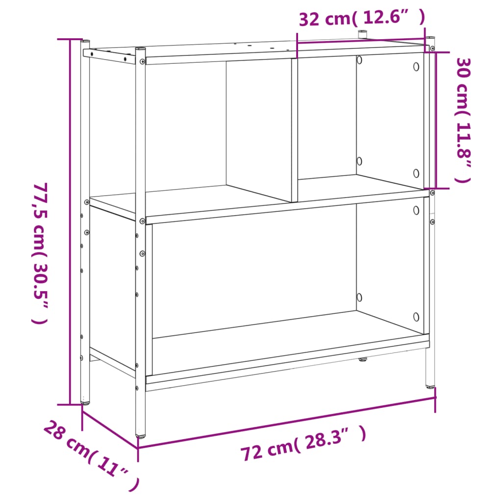 Regal za knjige boja hrasta 72x28x77,5 cm od konstruiranog drva