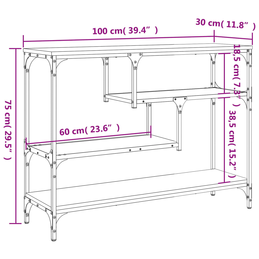 Konzolni stol crni 100 x 30 x 75 cm od konstruiranog drva