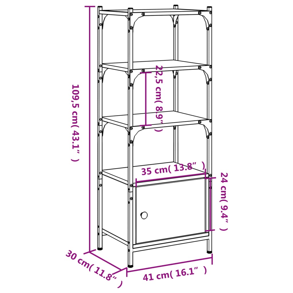Regal za knjige 3 razine crni 41x30x109,5 cm konstruirano drvo