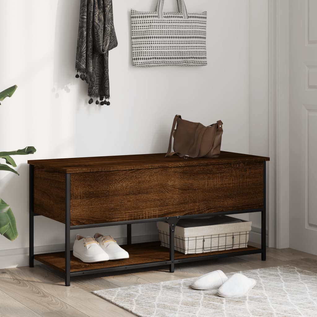 Klupa za pohranu boja smeđeg hrasta 100x42,5x47 cm drvena