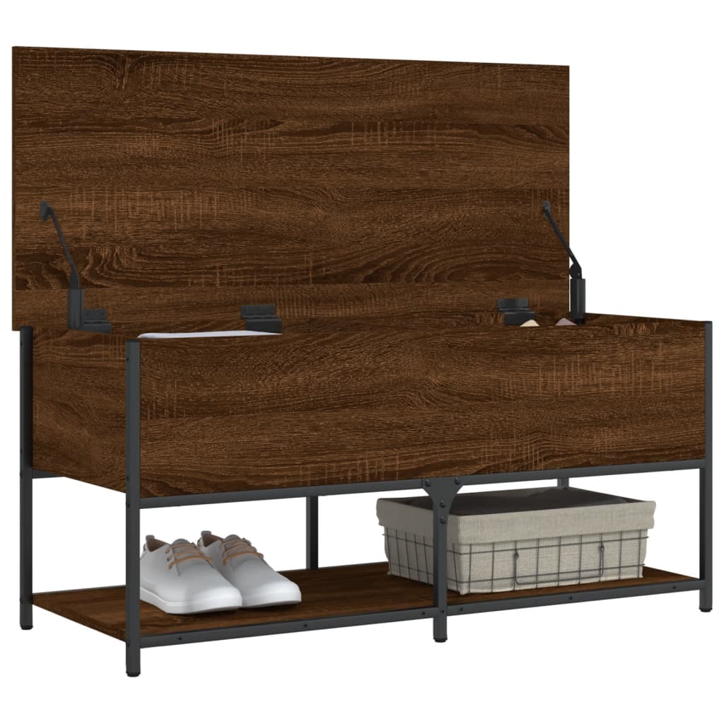 Klupa za pohranu boja smeđeg hrasta 100x42,5x47 cm drvena