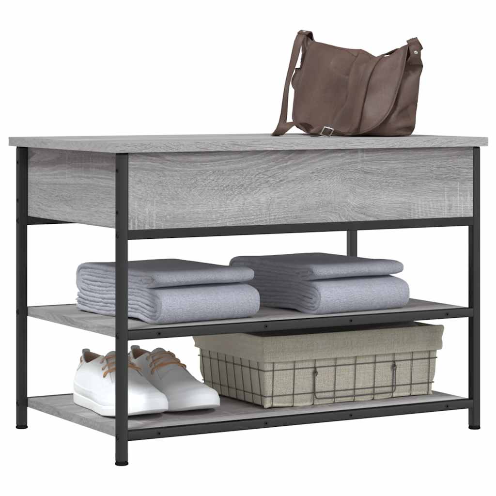 Klupa za cipele siva boja hrasta 70x42,5x50cm konstruirano drvo