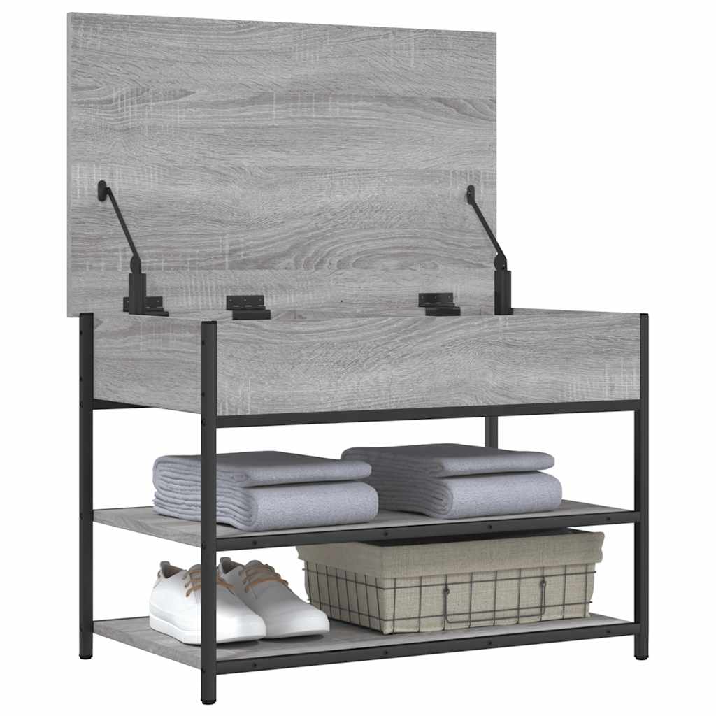 Klupa za cipele siva boja hrasta 70x42,5x50cm konstruirano drvo