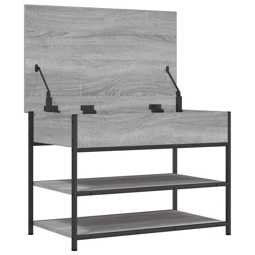 Klupa za cipele siva boja hrasta 70x42,5x50cm konstruirano drvo