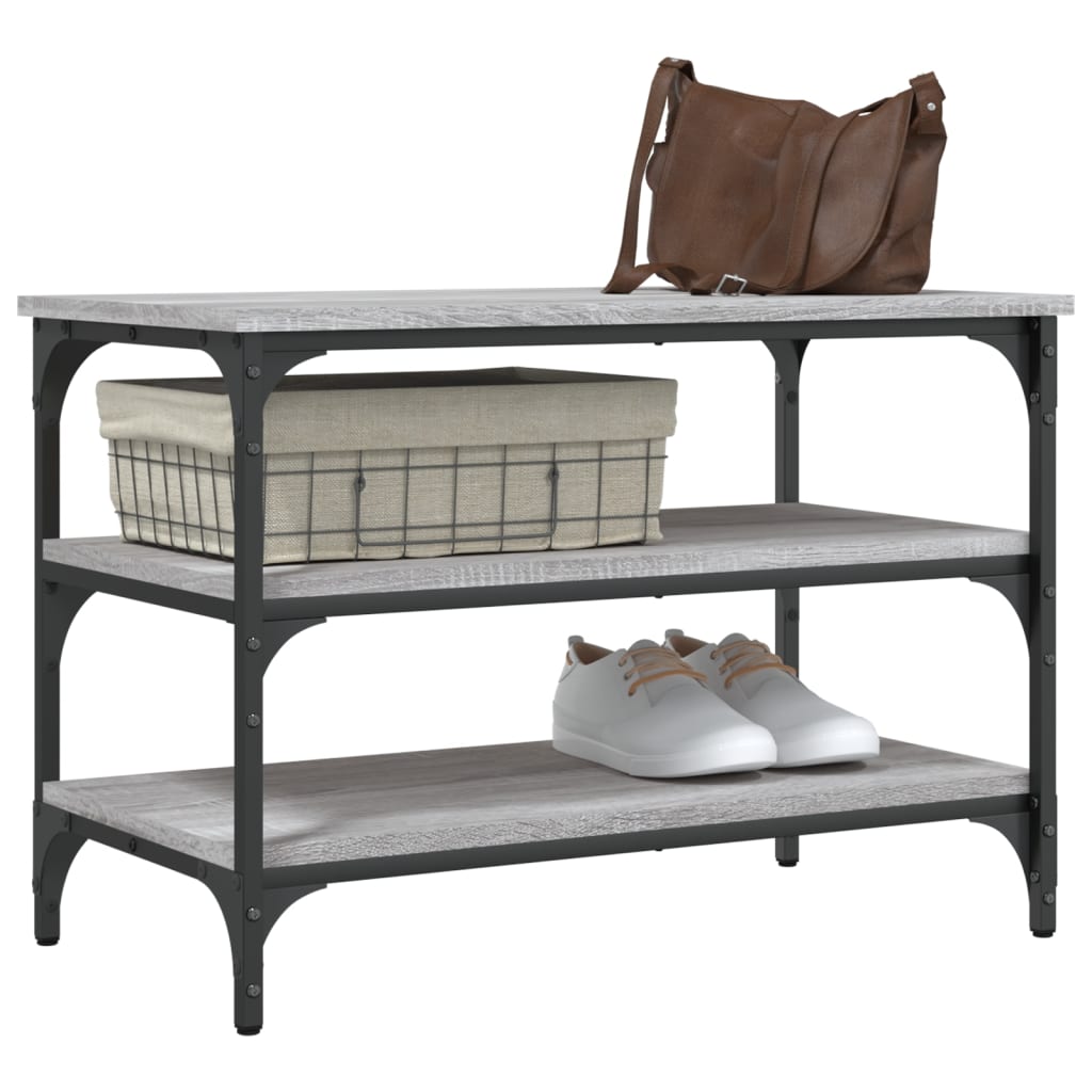 Klupa za cipele siva boja hrasta 70x38,5x49cm konstruirano drvo