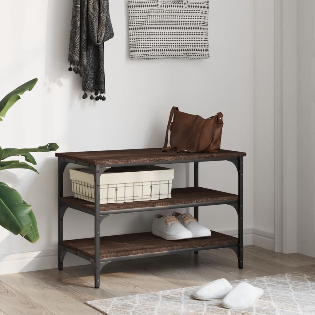 Klupa za cipele boja smeđeg hrasta 70x38,5x49 cm drvena