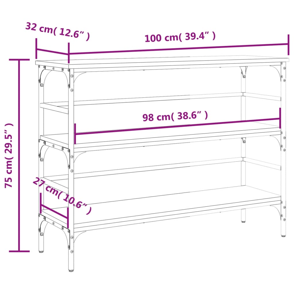 Konzolni stol boja smeđeg hrasta 100x32x75 cm konstruirano drvo
