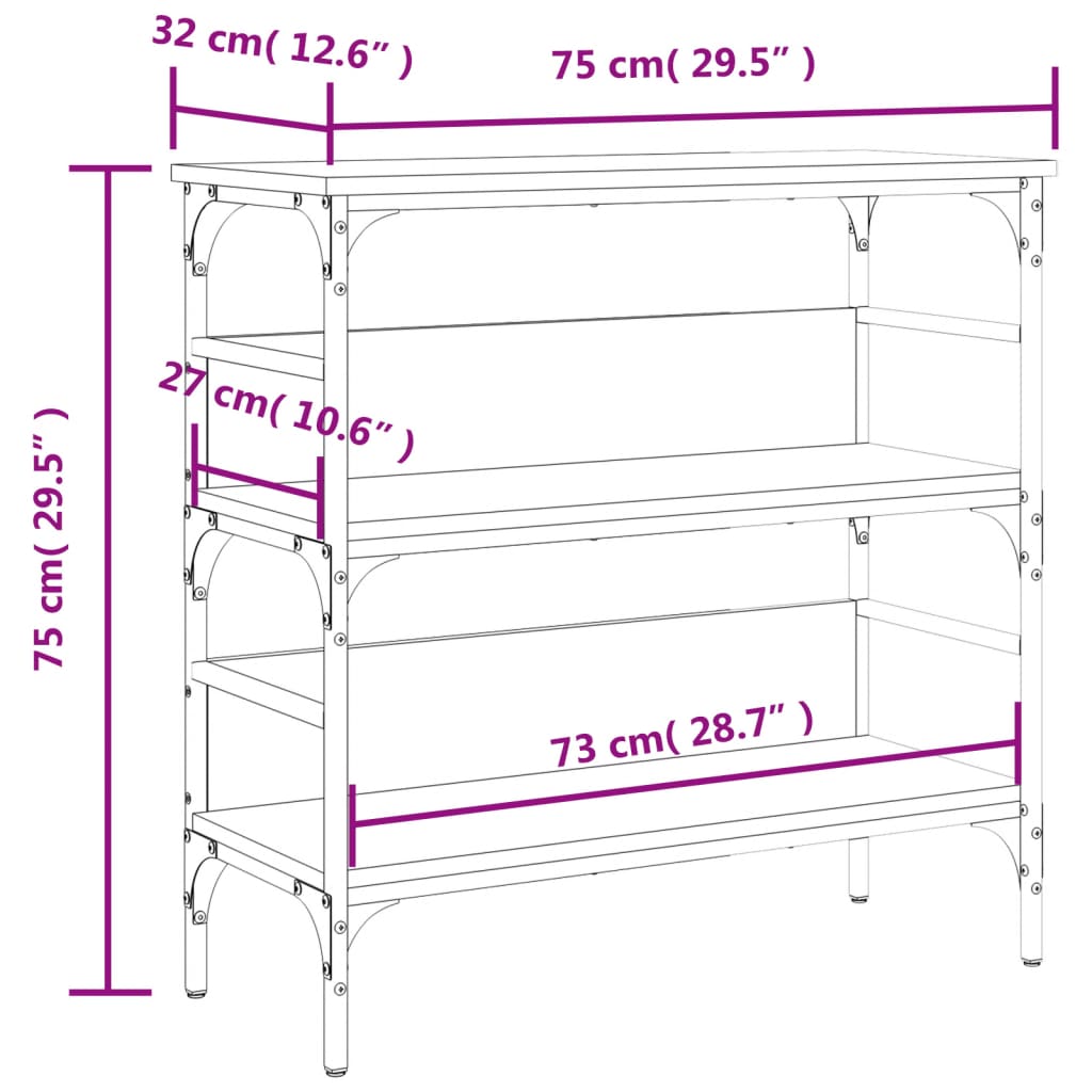 Konzolni stol smeđa boja hrasta 75x32x75 cm konstruirano drvo