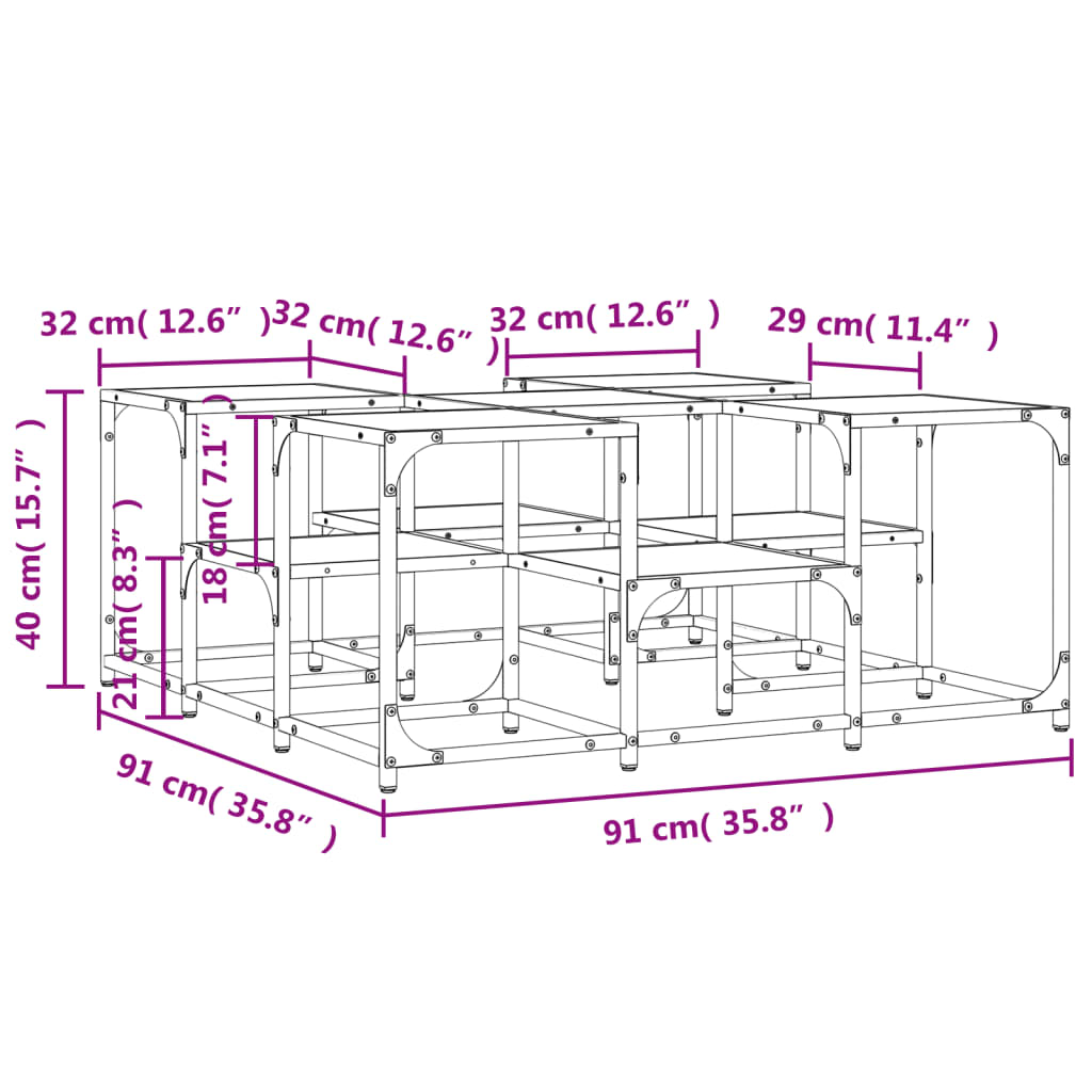 Stolić za kavu boja hrasta sonome 91x91x40 cm konstruirano drvo