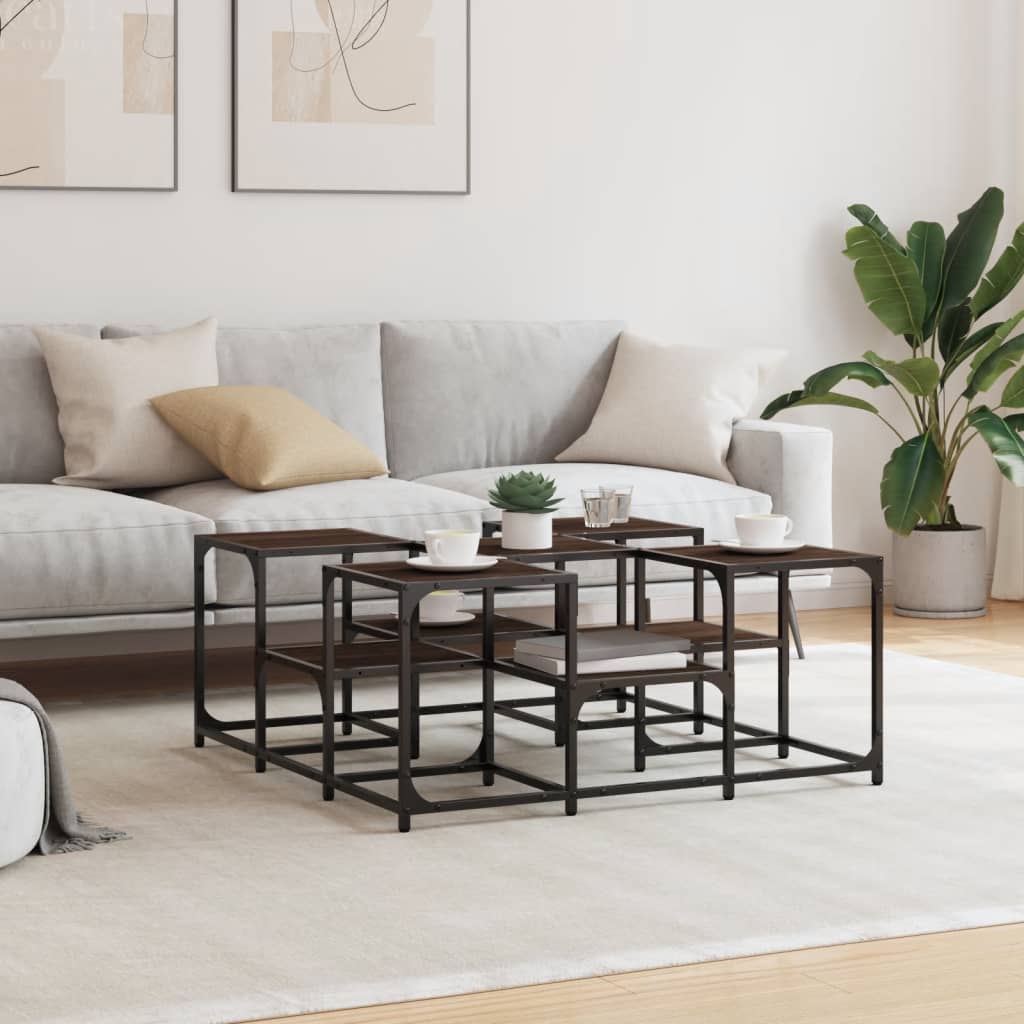 Stolić za kavu smeđa boja hrasta 91x91x40 cm konstruirano drvo