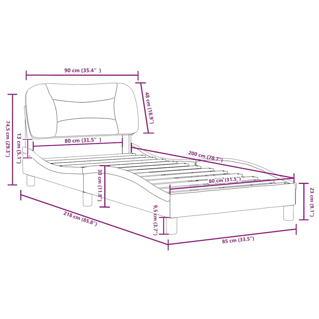 Okvir za krevet bez madraca Hvar plava 80x200cm od tkanine