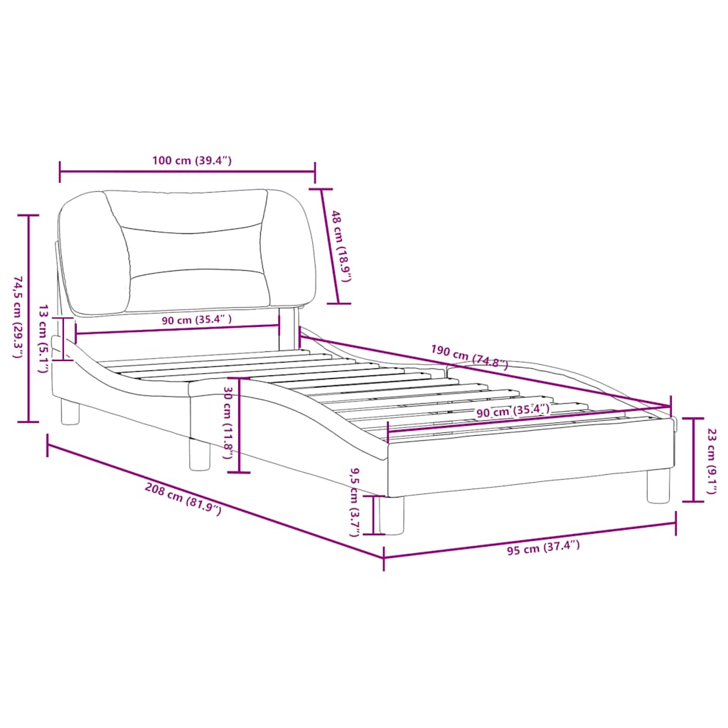 Okvir za krevet bez madraca Hvar crni 90x190cm od tkanine