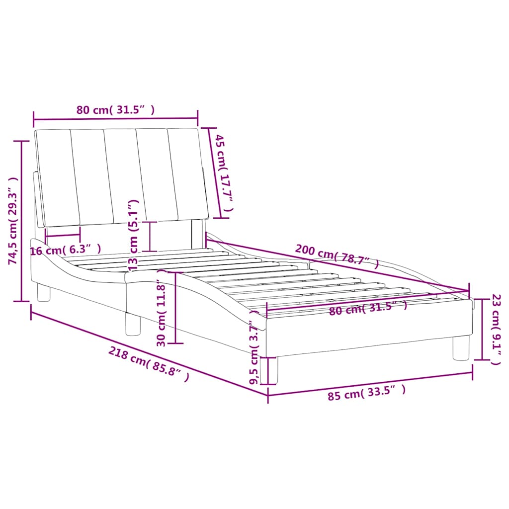 Okvir za krevet bez madraca Hanko svjetlosivi 80x200 cm baršunasti