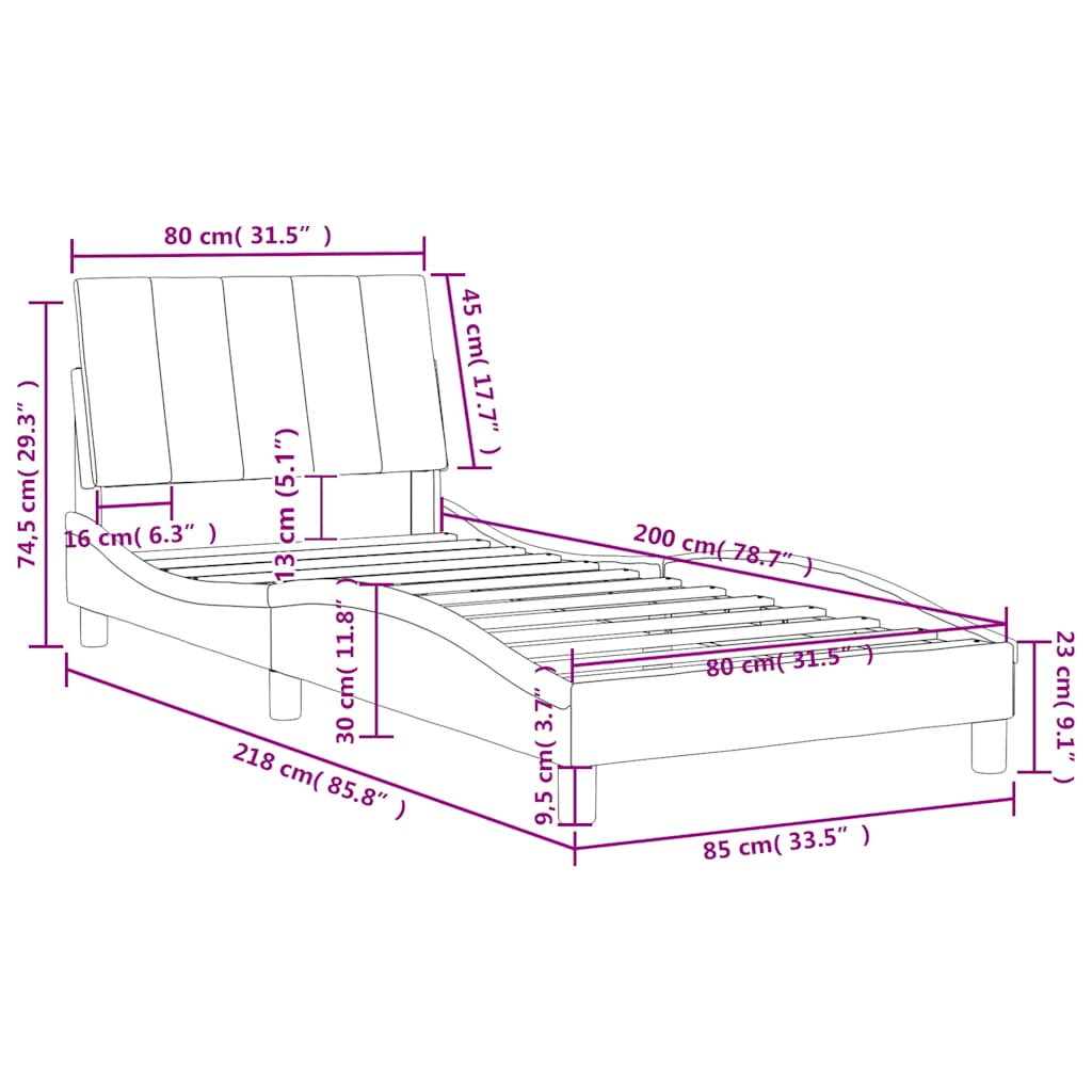 Okvir za krevet bez madraca Hanko tamnozeleni 80 x 200 cm baršunasti