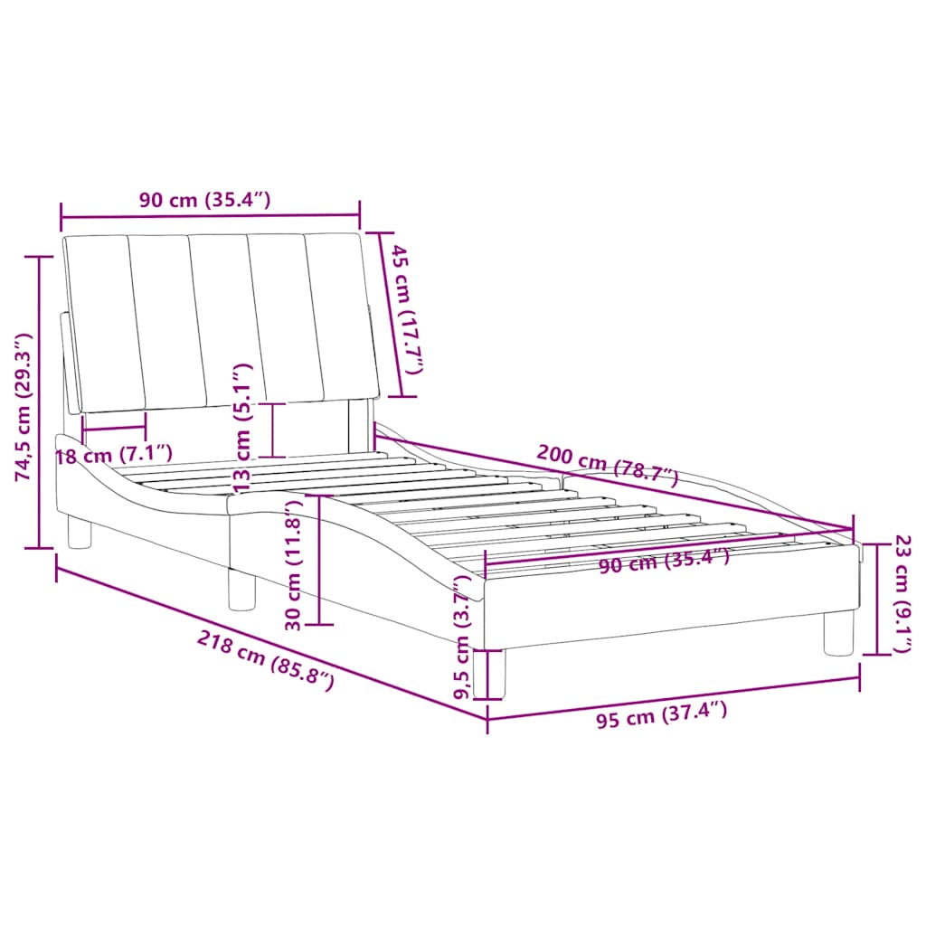 Okvir za krevet bez madraca Hanko tamnozeleni 90x200 cm baršunasti