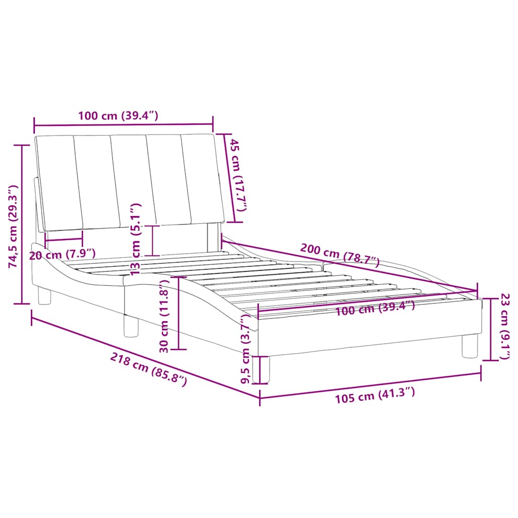 Okvir kreveta bez madraca Hanko svjetlosivi 100x200 cm baršunasti