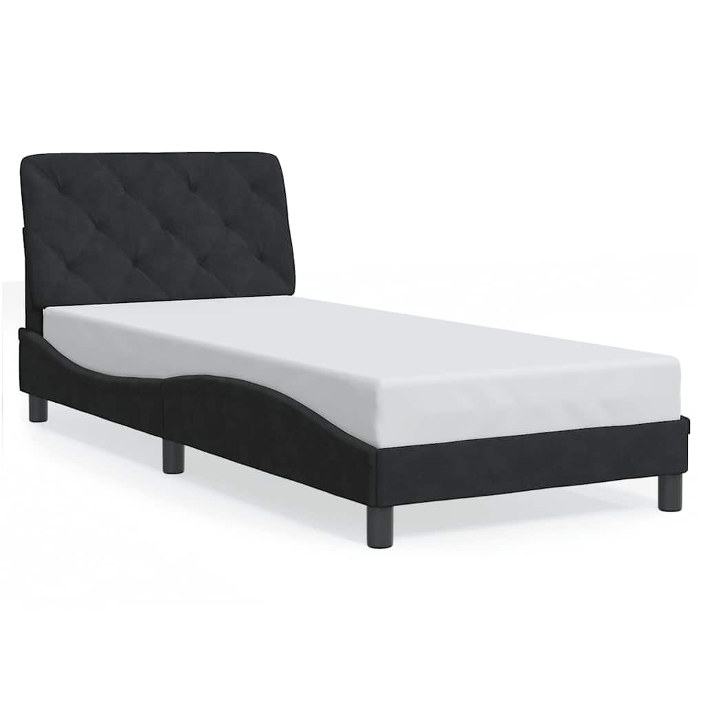 Okvir za krevet bez madraca crni 90x200 cm baršunasti
