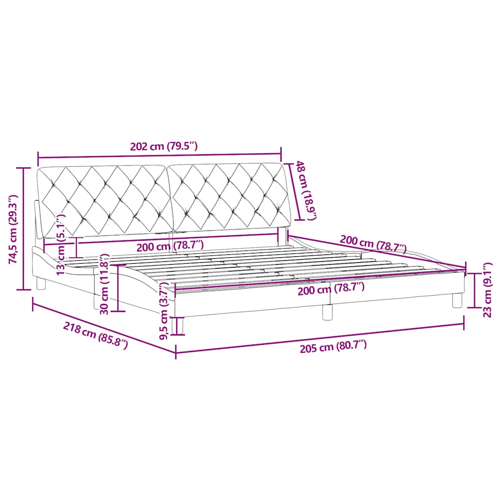 Okvir za krevet bez madraca plavi 200x200 cm baršunasti