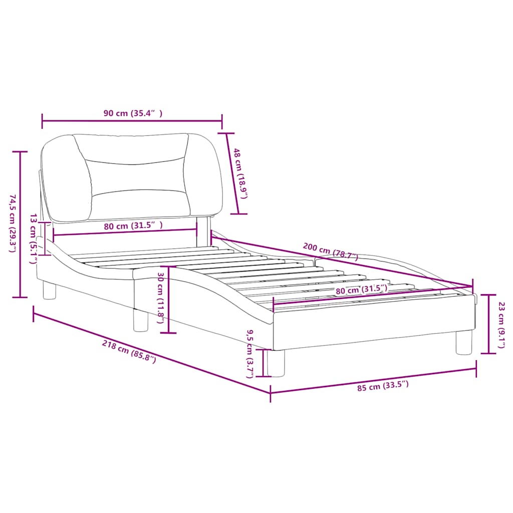 Okvir za krevet bez madraca Hvar crni 80 x 200 cm od umjetne kože