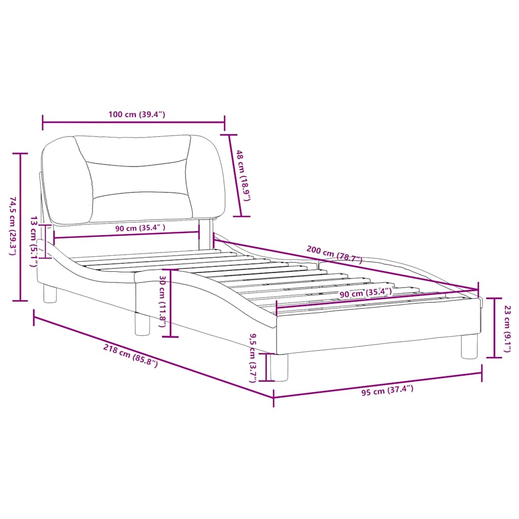 Okvir za krevet bez madraca Hvar crni 90x200 cm od umjetne kože