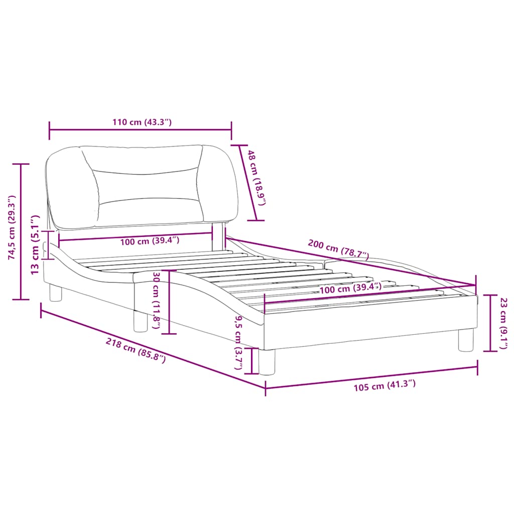 Okvir za krevet bez madraca Hvar crni 100x200 cm od umjetne kože
