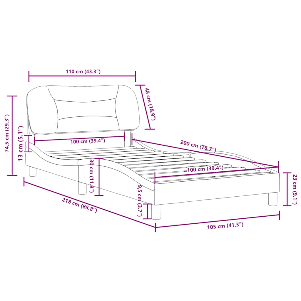 Okvir za krevet bez madraca Hvar bijelo-crni 100x200cm umjetna koža