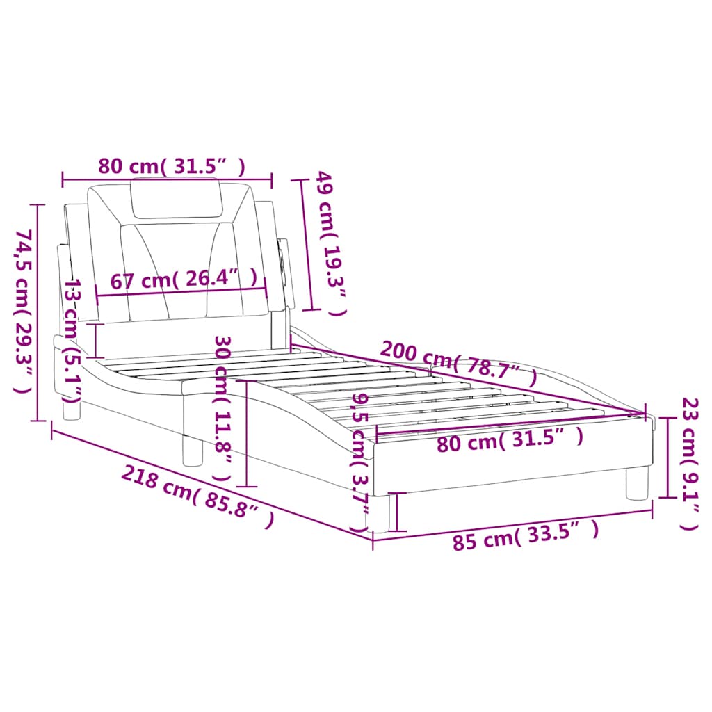 Okvir za krevet Viana bez madraca bijeli 80 x 200 cm od umjetne kože