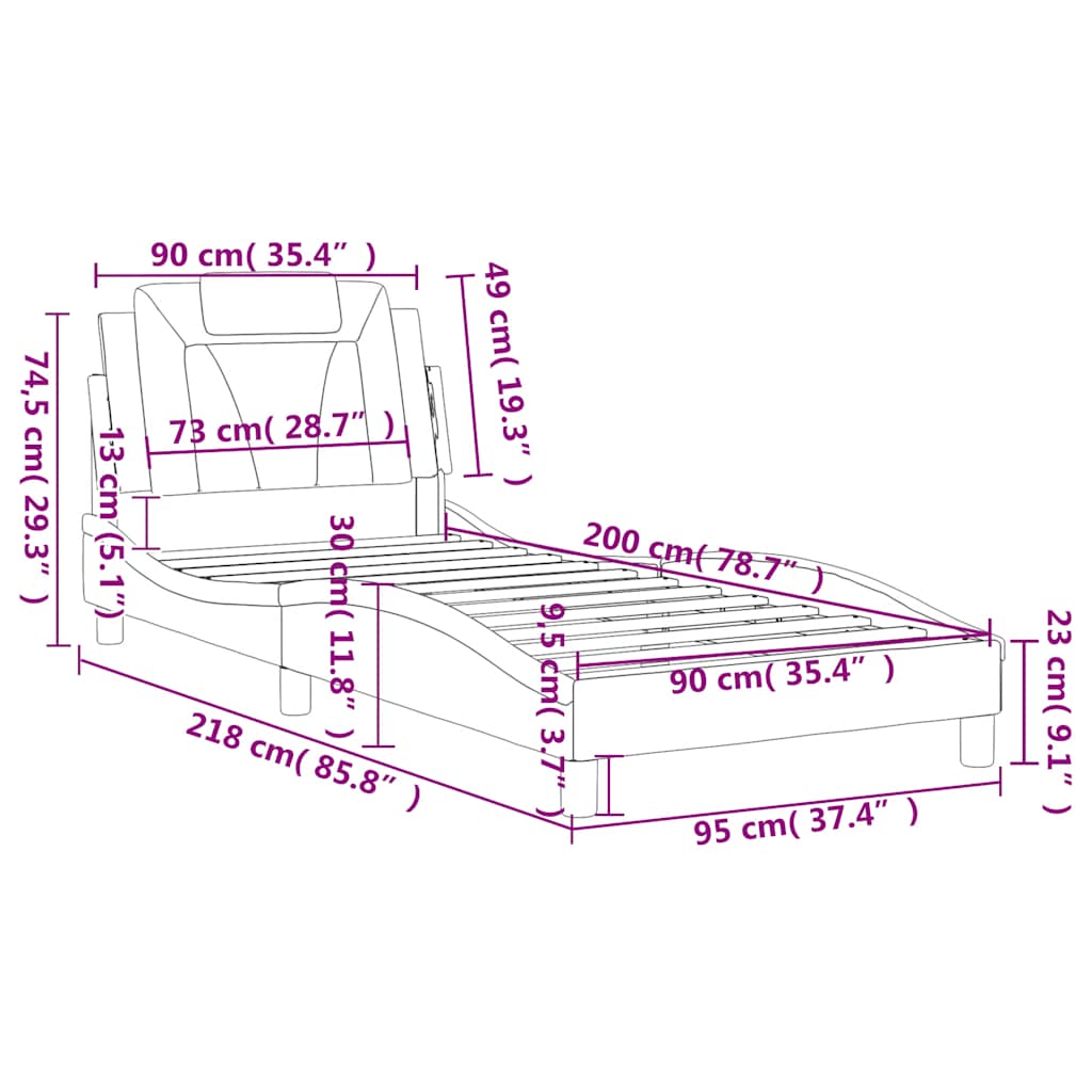 Okvir za krevet Viana bez madraca crni 90x200 cm od umjetne kože