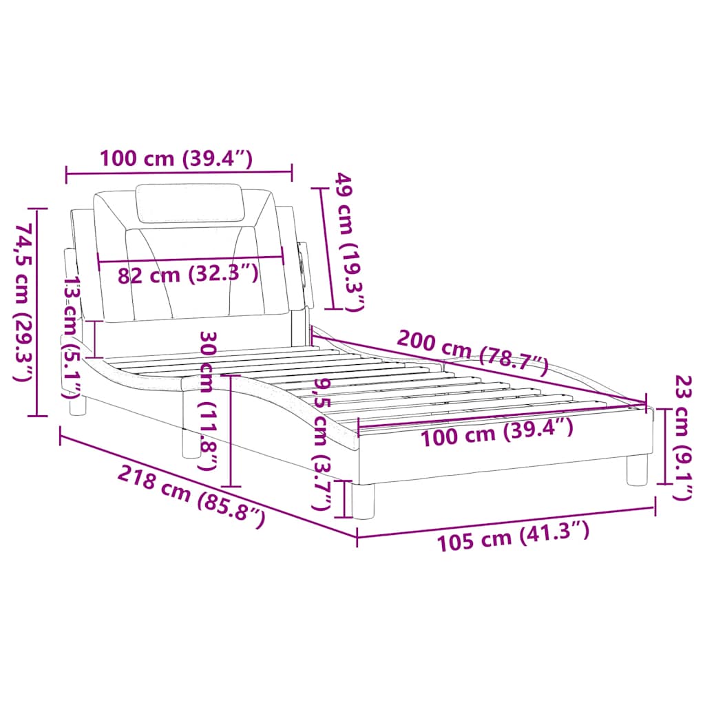 Okvir za krevet Viana bez madraca sivi 100x200 cm od umjetne kože
