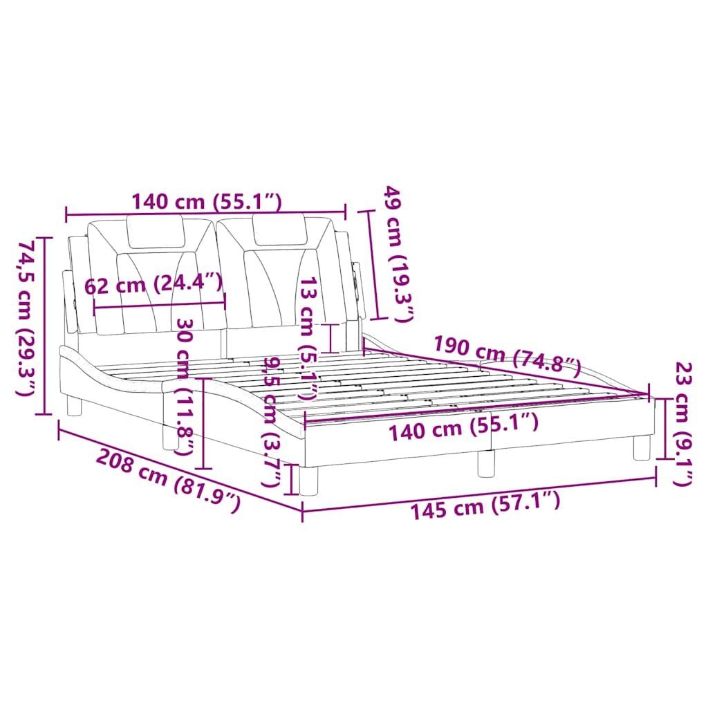 Okvir za krevet Viana bez madraca bijeli 140x190 cm od umjetne kože